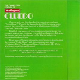 Box back cover for Cluedo on the Amstrad CPC.