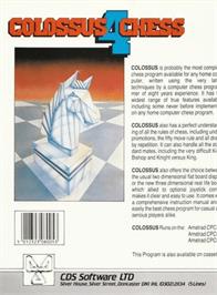 Box back cover for Colossus Chess 4 on the Amstrad CPC.