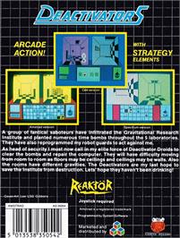 Box back cover for Deactivators on the Amstrad CPC.