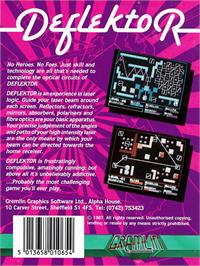 Box back cover for Deflektor on the Amstrad CPC.