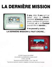 Box back cover for Dernière Mission, La on the Amstrad CPC.