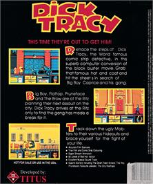Box back cover for Dick Tracy on the Amstrad CPC.