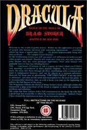 Box back cover for Dracula on the Amstrad CPC.