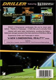 Box back cover for Driller on the Amstrad CPC.