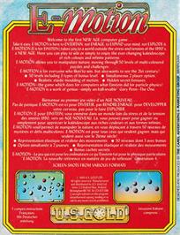 Box back cover for E-motion on the Amstrad CPC.