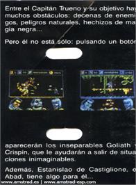 Box back cover for El Capitán Trueno on the Amstrad CPC.