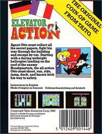 Box back cover for Elevator Action on the Amstrad CPC.