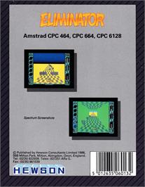 Box back cover for Eliminator on the Amstrad CPC.