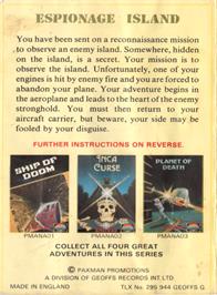 Box back cover for Espionage Island on the Amstrad CPC.