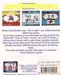 Box back cover for Every Second Counts on the Amstrad CPC.
