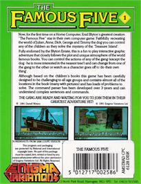 Box back cover for Famous Five: Five on a Treasure Island on the Amstrad CPC.