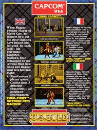 Box back cover for Final Fight on the Amstrad CPC.
