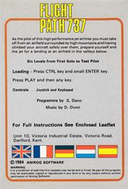 Box back cover for Flight Path 737 on the Amstrad CPC.