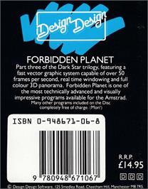 Box back cover for Forbidden Planet on the Amstrad CPC.