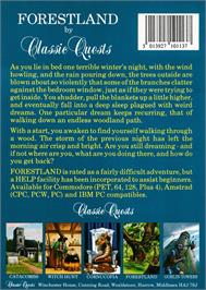 Box back cover for Forestland on the Amstrad CPC.