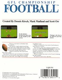 Box back cover for GFL Championship Football on the Amstrad CPC.