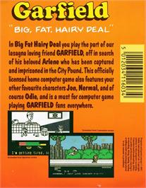 Box back cover for Garfield: Big, Fat, Hairy Deal on the Amstrad CPC.