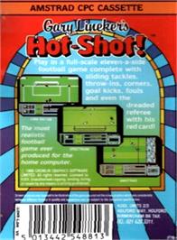 Box back cover for Gary Lineker's Hot-Shot! on the Amstrad CPC.