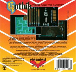 Box back cover for Gothik on the Amstrad CPC.