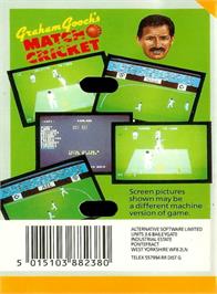 Box back cover for Graham Gooch's Test Cricket on the Amstrad CPC.