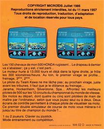 Box back cover for Grand Prix 500 cc on the Amstrad CPC.