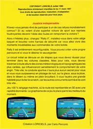 Box back cover for Grand Prix Rally II on the Amstrad CPC.