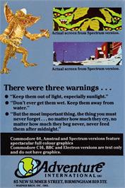 Box back cover for Gremlins - The Adventure on the Amstrad CPC.