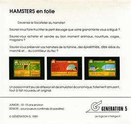 Box back cover for Hamsters En Folie on the Amstrad CPC.
