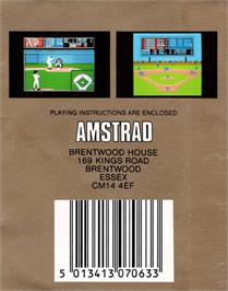 Box back cover for HardBall on the Amstrad CPC.