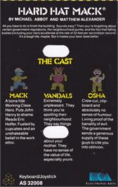 Box back cover for Hard Hat Mack on the Amstrad CPC.