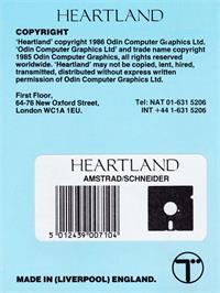 Box back cover for Heartland on the Amstrad CPC.