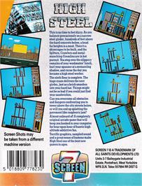 Box back cover for High Steel on the Amstrad CPC.