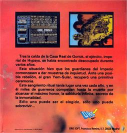 Box back cover for Hypsys on the Amstrad CPC.