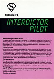 Box back cover for Interdictor Pilot on the Amstrad CPC.