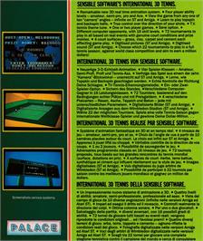 Box back cover for International 3D Tennis on the Amstrad CPC.