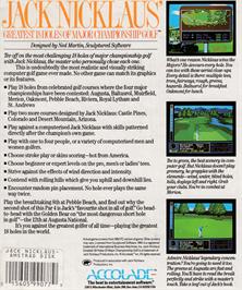 Box back cover for Jack Nicklaus' Greatest 18 Holes of Major Championship Golf on the Amstrad CPC.