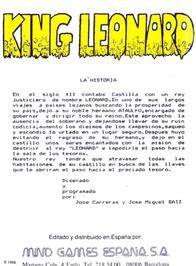 Box back cover for King Leonard on the Amstrad CPC.