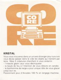 Box back cover for Kristal on the Amstrad CPC.