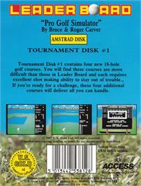 Box back cover for Leader Board Tournament on the Amstrad CPC.
