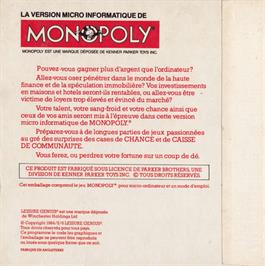 Box back cover for Leisure Genius presents Monopoly on the Amstrad CPC.