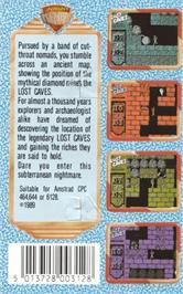 Box back cover for Lost Caves on the Amstrad CPC.