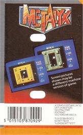 Box back cover for Metalyx on the Amstrad CPC.