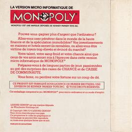 Box back cover for Monopoly on the Amstrad CPC.