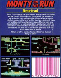 Box back cover for Monty on the Run on the Amstrad CPC.