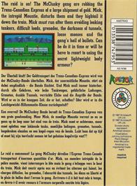 Box back cover for Mountie Mick's Death Ride on the Amstrad CPC.
