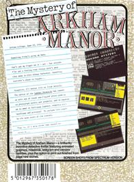 Box back cover for Mystery Of Arkham Manor, The on the Amstrad CPC.