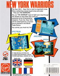 Box back cover for New York Warriors on the Amstrad CPC.