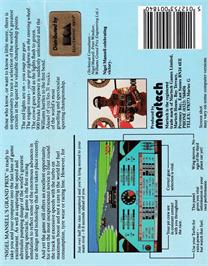 Box back cover for Nigel Mansell's Grand Prix on the Amstrad CPC.