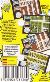 Box back cover for Ninja Massacre on the Amstrad CPC.