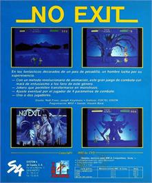 Box back cover for No Exit on the Amstrad CPC.